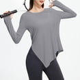 thumbnail image 2 of SELONE Women Cover ups for Swimwear Tops Long Sleeve Split Bathing Suit Crew Neck Thumb Hole Breathable Clothes Gray 2XL, 2 of 7