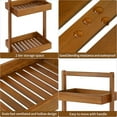 thumbnail image 6 of Utoplike Teak Wood Shower Caddy Corner, 2 Tier Bathroom Organizer Countertop, Standing Shower Rack with Handle, Stand Up Shower Basket for Shampoo, Shelf Rack for Inside Shower, Kitchen Desktop, 6 of 6