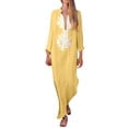 thumbnail image 2 of SMihono Été Boho Maxi Robe pour les Femmes Plus Size Mode Femmes Automne V-Cou Impression Décontractée Confortable à Manches Longues Robe Plage Swing Sundress, 2 of 7