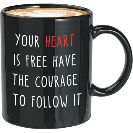 

Motivational Coffee Mug be the change you wish - Employee Appreciation Present Self Reminder for Colleague Graduation -your heart is free 11 Oz