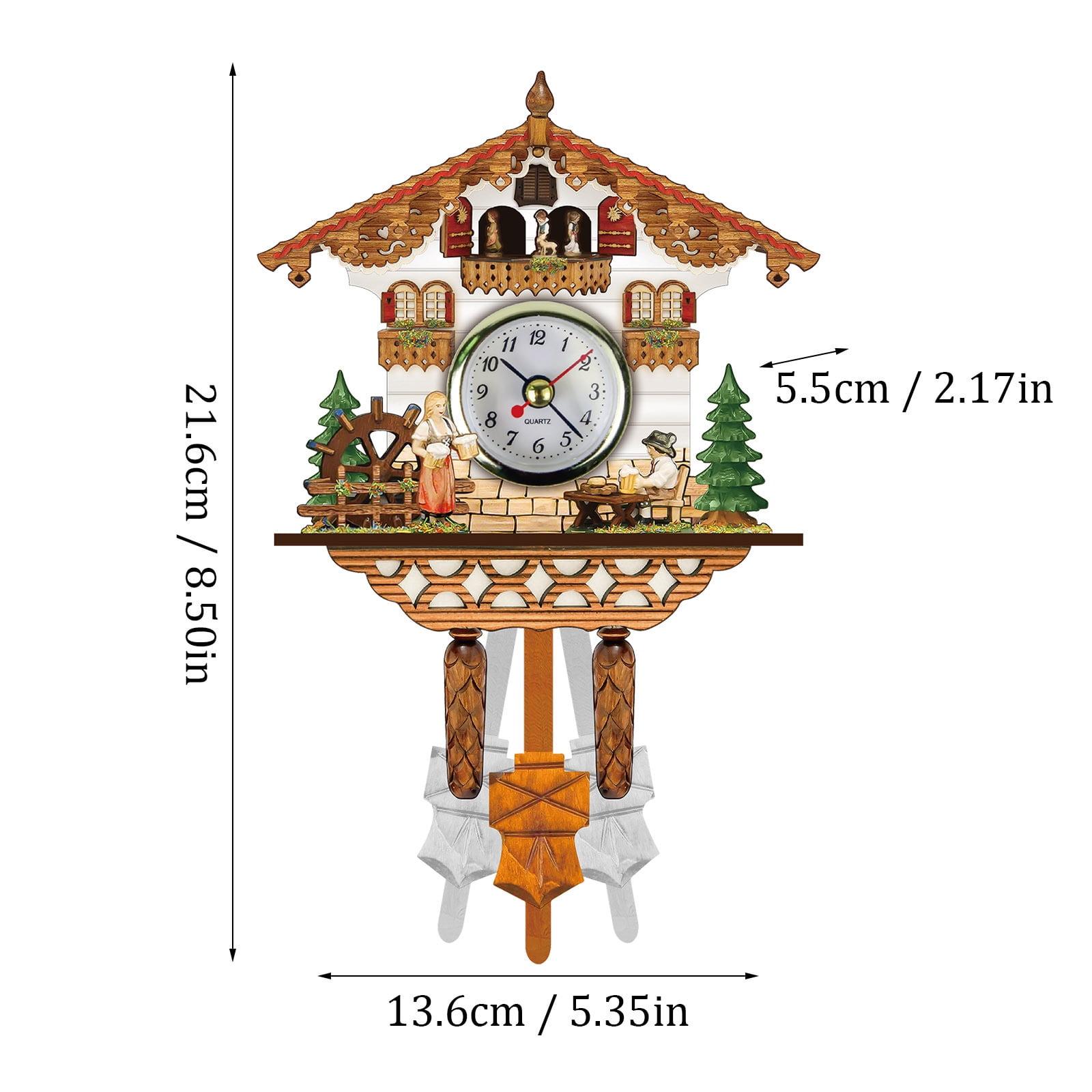 Fbbwap Cuckoo Cuckoo Wall Clock Chime Alarm Clock Retro Clock Wooden