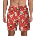 thumbnail image 2 of Picia Japanese Maneki Cats pattern Mens Swim Trunks with Compression Liner Stretch Beach Shorts Quick Dry with Zipper Pockets No-Chafing Board Shorts-Small, 2 of 9