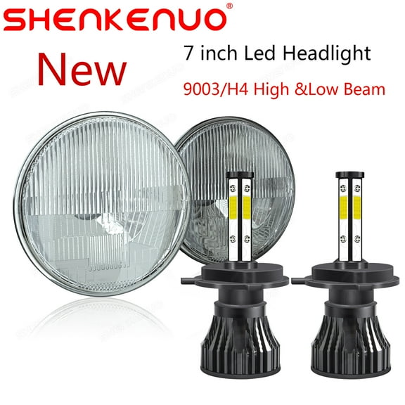 Pair 7 Inch H4 led GLASS Headlight Round for for 1981-1985 Jeep CJ-8 Scrambler