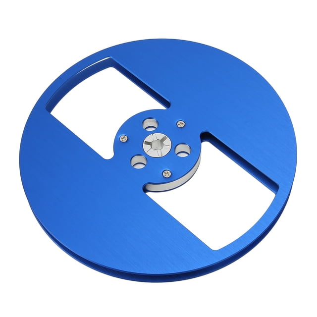 Carrete vacío de aleación de aluminio de 1/4 7 pulgadas con 2 orificios de apertura, pieza de máquina, carrete de recogida de cinta para TEAC azul