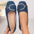 thumbnail image 5 of Miluxas Womens Square Toe Flats, Decorative Buckle Ballet Shoes, Soft Slip On Casual Flats, Low Heel Work Shoes for Women Navy 7(39), 5 of 9