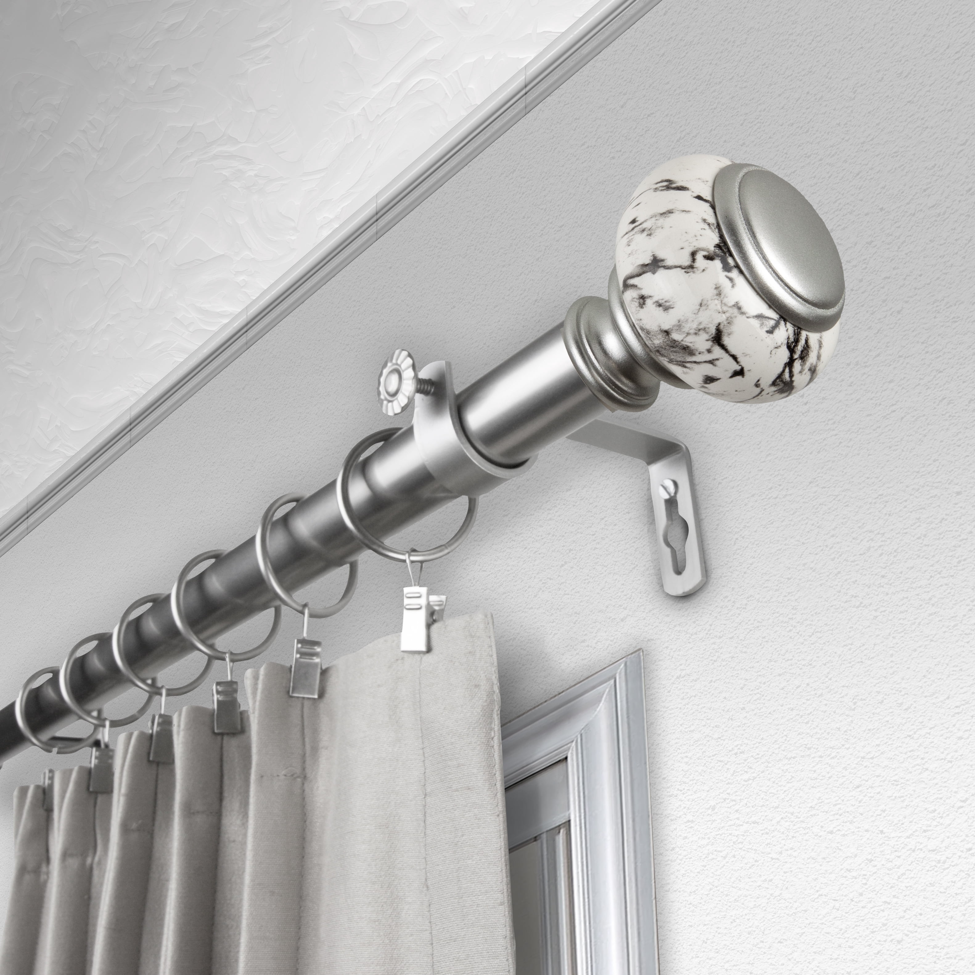 Central Design Products Steel 1" Single Curtain Rod, Silver