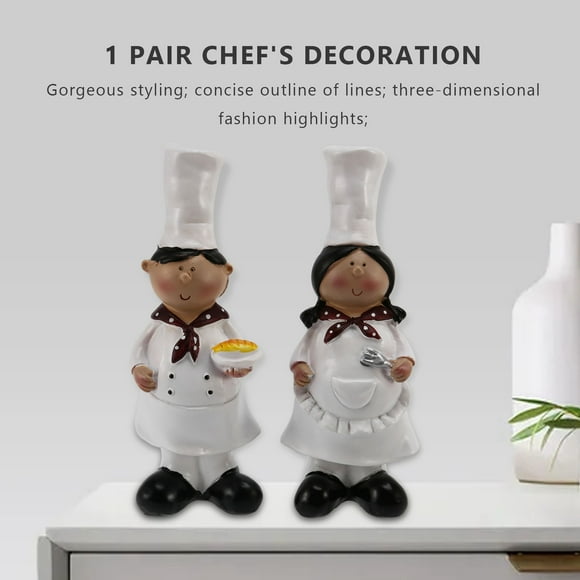 1 Pair of Creative Boy Girl Chef Decoration Home Decoration Resin Crafts Wine Cabinet Window Restaurant Bakery Decoration