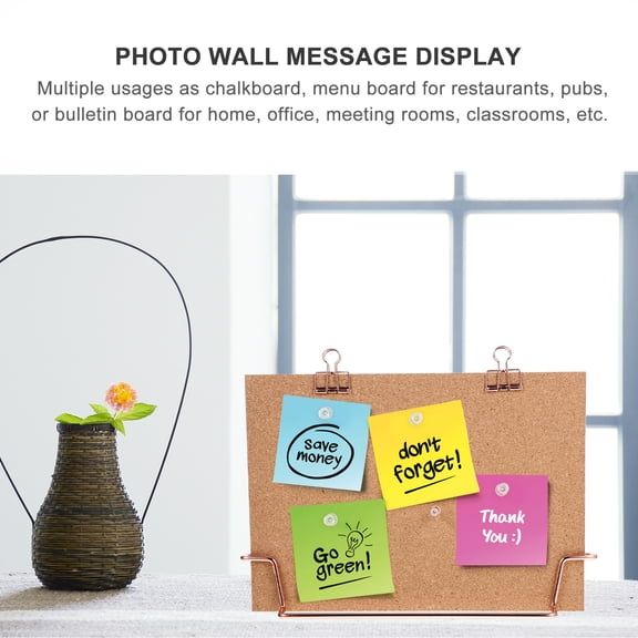 Minkissy 1Set Office Cork Board for Desk with Metal Frame Brown Bulletin Message Board