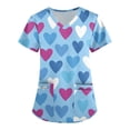thumbnail image 2 of LHVUOA Valentine's Day Printed Scrubs Tops for Women Short Sleeve V Neck Print Shirts Nursing Working Uniform Stretch Nursing Medical Scrubs T Shirts with Pockets, 2 of 4