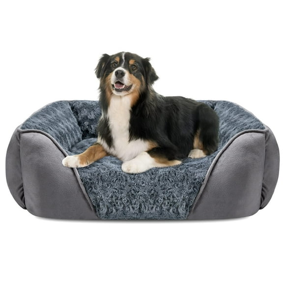 Cama para perros INVENHO XL, rectangular, lavable, ortopédica, gris
