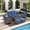 Brown/Navy, variant on PARKWELL 7 Pieces Patio Furniture Set, Outdoor 7-Seat All-Weather Wicker Conversation Sofa Set with Single Chairs, Coffee Table, Ottoman and 5-inch Thick Deep Cushions for Porch Deck, Brown/Beige