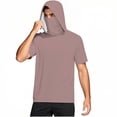 thumbnail image 4 of Womens Tops Spring Fall Clothes 2025 Shirts Loose Tops UNISEX Summer Casual Solid Color Short Sleeve Hooded Ice Silk Sunscreen Cool Sun Protection Tops With Face Mask Plus Size Tops For Women Summer, 4 of 8