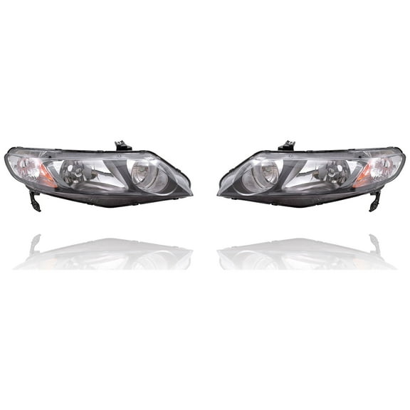 Headlight - Eagle Eye Fit/For 06-11 Honda Civic Hybrid, 09-11 Sedan - With Clear Park Lens, Pair Both Left Driver & Right Passenger Set - 33101SNCA01, 33151SNCA01