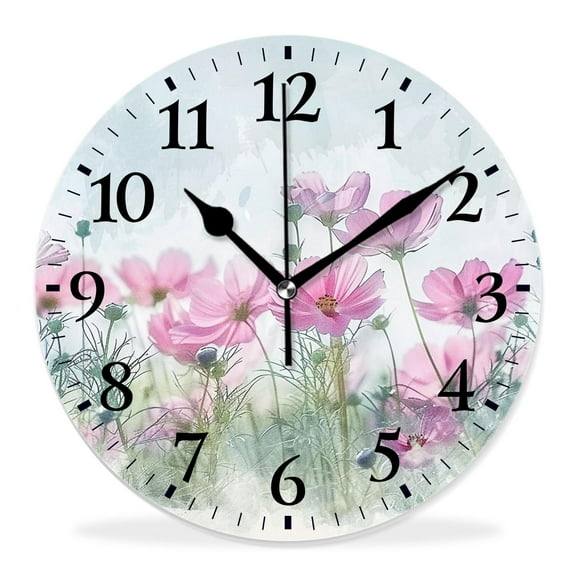 14 Inch Wall Clock Battery Operated Silent Clock Decorative for Office, Kitchen, Outdoor, Living Room，Beautiful Flowers Stunning