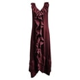thumbnail image 6 of ChaoHeng Sundresses for Women for 2026 Solid Round Neck Tier Ruffle Sleeveless Flowy Beach Summer Dresses Wine L, 6 of 6