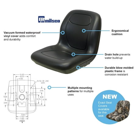 Track Fork Kit - New Black HIGH BACK SEAT w/ Slide Track Kit for Case Forklift Fork Lift Truck by The ROP Shop