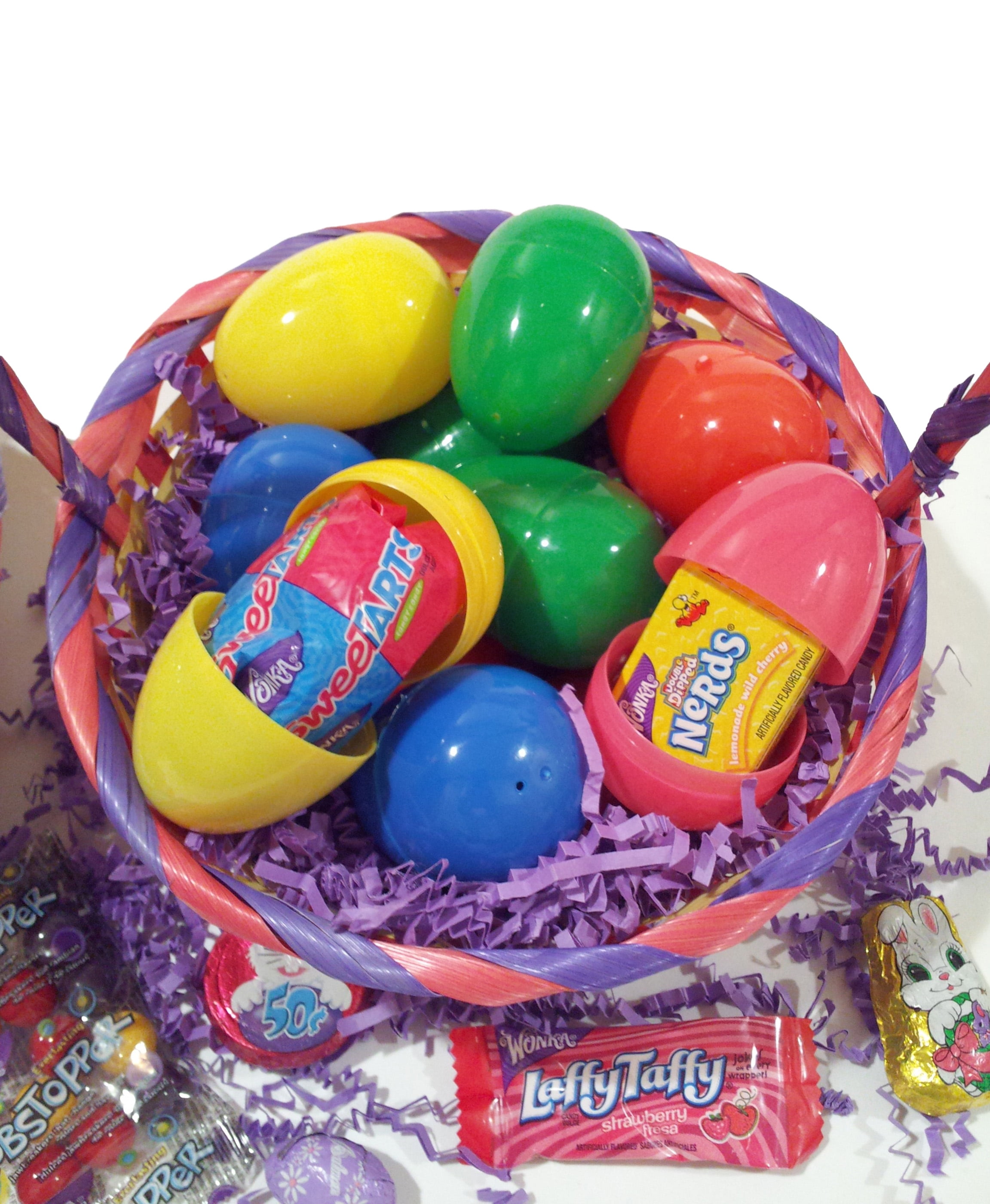 50 PreFilled Easter Eggs, Solid w Mixed Brand Name Candies, Chocolates