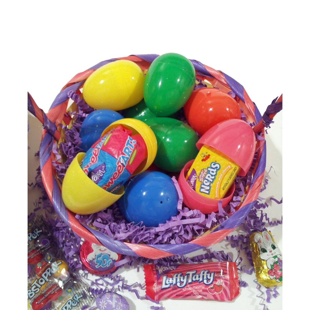 50 PreFilled Easter Eggs, Solid w Mixed Brand Name Candies, Chocolates
