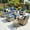 Denim Blue, variant on Ovios 8 Pieces Outdoor Patio Sectional Furniture All-Weather Rattan Wicker Conversation with Swivel Glider Rocking Chair Patio Sofa Outdoor Chairs for Backyard Balcony