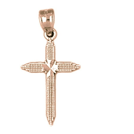 14K Rose Gold Cross Pendant - 24 mm
