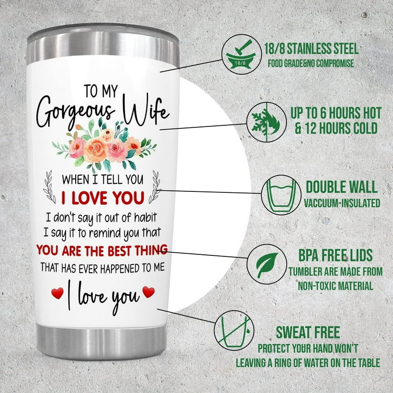 Christmas Birthday Gifts For Women, Her, Wife - Anniversary Tumbler Gift  For Her, Couple - Wife Birthday Gift Ideas - Romantic Birthday Gifts For Her  - Christmas Gifts For Wife Women 20 Oz Tumbler 