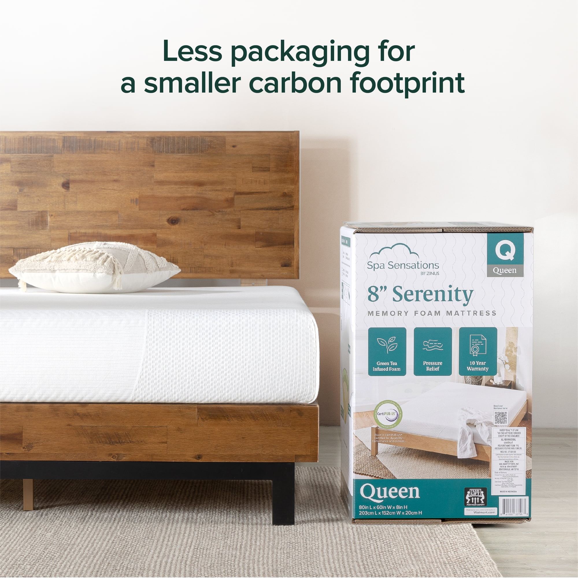 Zinus Spa Sensations Serenity 8" Memory Foam Mattress, Queen