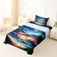 thumbnail image 5 of jejeloiu Tropical Sunset Twin Sheets,Beach Palm Print Bedding For Boys,Multicolor,3pcs,1 Fitted Sheet and 1 Pillowcase, 5 of 6