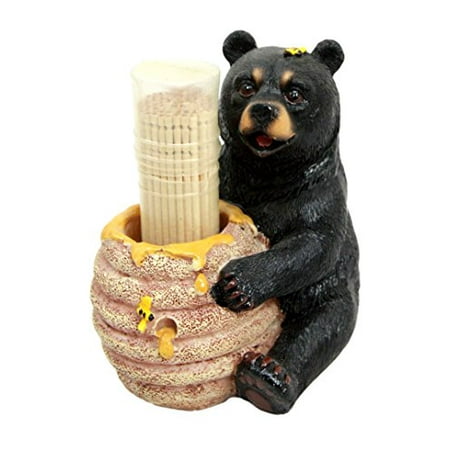 Black Bear Figurine - Atlantic Collectibles Honey Black Bear With Bee Hive Decorative Toothpick Holder Figurine With Toothpicks