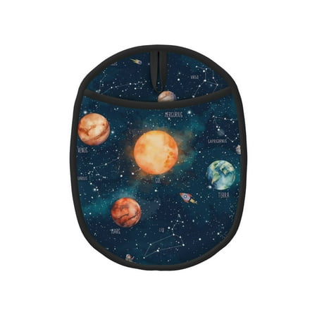 

Qekee Solar System And Planets Pattern Silicone Pot Holders Oven Mitts Heat Resistant Hot Pads Non Slip Pot Holder Towel Cloth Interior Lining