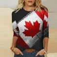 thumbnail image 2 of WEIYLL T-Shirts pour Femmes Manches 3/4 Fête du Canada Imprimé Feuille d'Érable Été T-Shirt Rouge Tailles P, 2 of 5