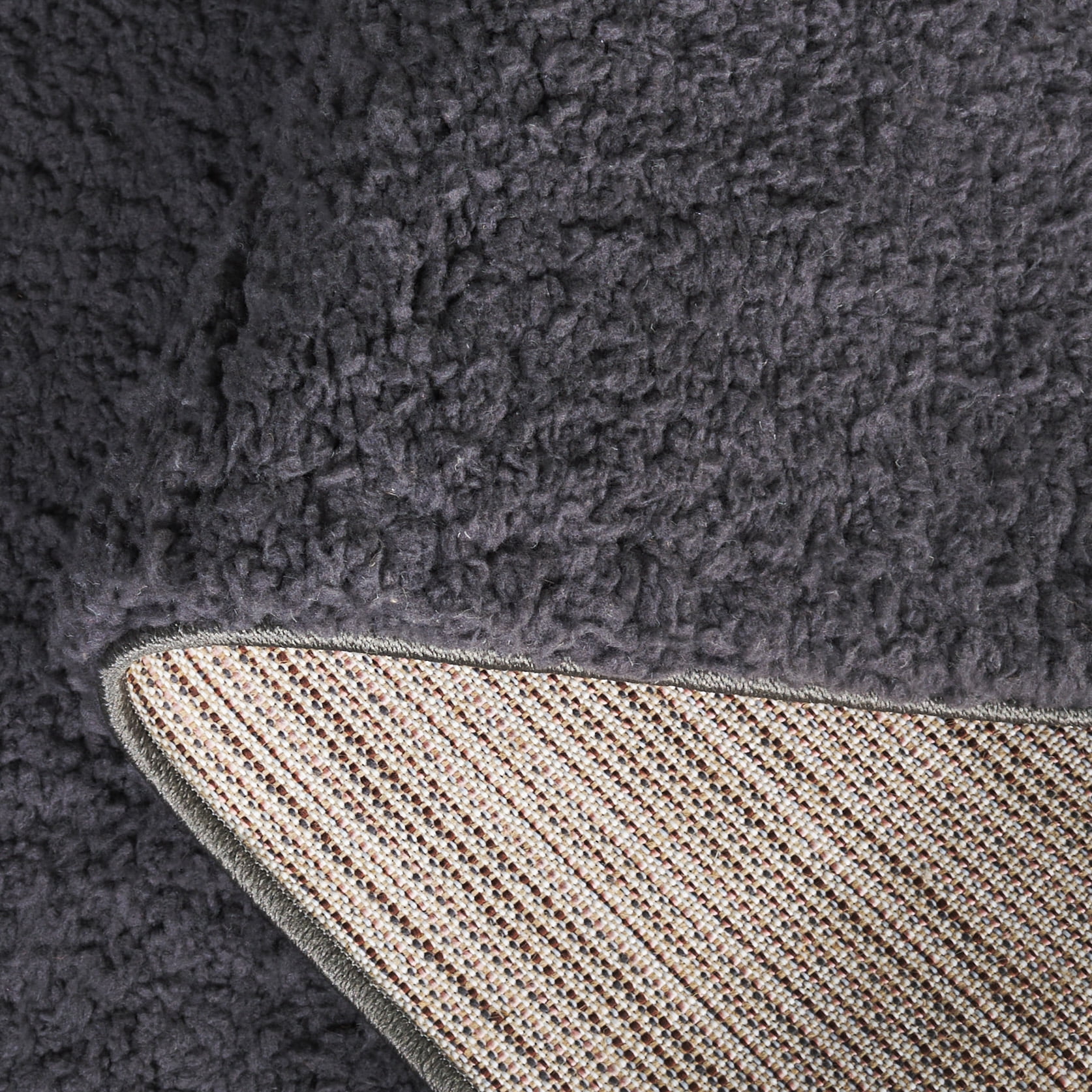 SAFAVIEH Rumi Blaire Solid Polyester Shag Area Rug, Charcoal, 9' x 12'