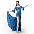 thumbnail image 6 of Women Belly Dance Wear Modal Long Maxi Dress Flare Sleeve Backless Baladi Ruffles Dresses For Girls, 6 of 7
