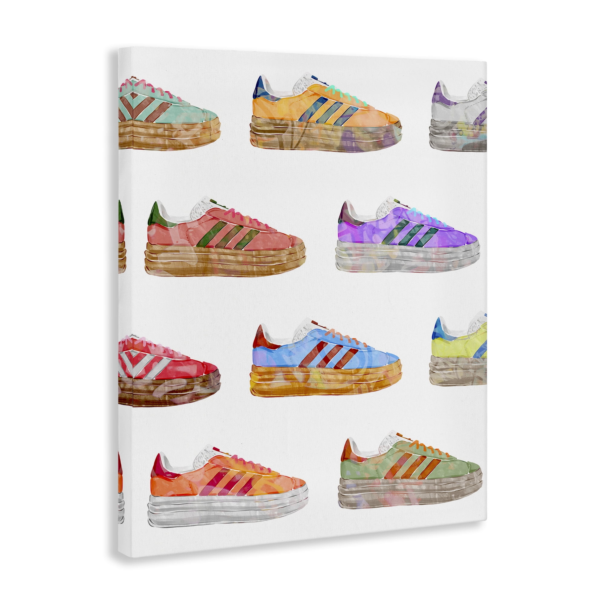 Stupell Industries Various Striped Sneakers Beauty & Fashion Painting Gallery Wrapped Canvas Art Print Wall Art, 30 x 40