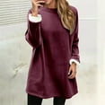 thumbnail image 4 of Lined Sweatshirts for Women 2025 Fall Winter Long Sleeve Crewneck Loose Casual Plain Sweatshirt Pullover Tops, 4 of 8
