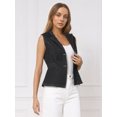 thumbnail image 2 of DARING DIVA Women's Button Down V Neck Elastic Waist Sleeveless Waistcoat S Black, 2 of 7