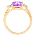 thumbnail image 2 of 2.32 ct Princess Cut Natural Amethyst 3 Stone 14K Yellow Gold Womens Engagement Ring, 2 of 6
