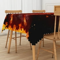 Lfeey Halloween Fire Skull Pattern Tablecloth, Waterproof Wipeable Rectangular Tablecloth, Polyester, 52x70 inches