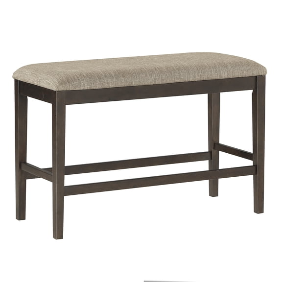 JERFIT Dark Brown Finish Counter Height Bench 1pc Fabric Upholstered Casual Style Dining Room