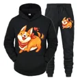 thumbnail image 3 of Conjunto de ropa deportiva con estampado de animé Shiba Inu para hombre, sudadera y pantalones con estampado de perro y animal, conjunto de 2 piezas, sudaderas y chándales divertidos para hombre, 3 of 4