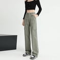 thumbnail image 3 of Pantalones casuales holgados de cintura alta con múltiples bolsillos y bolsillos para mujer, 3 of 5