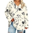 thumbnail image 3 of Nugftut Plus Size Tops for Women Long Sleeve Floral Graphic V Neck Blouses Casual Loose Fit Shirts, 3 of 7