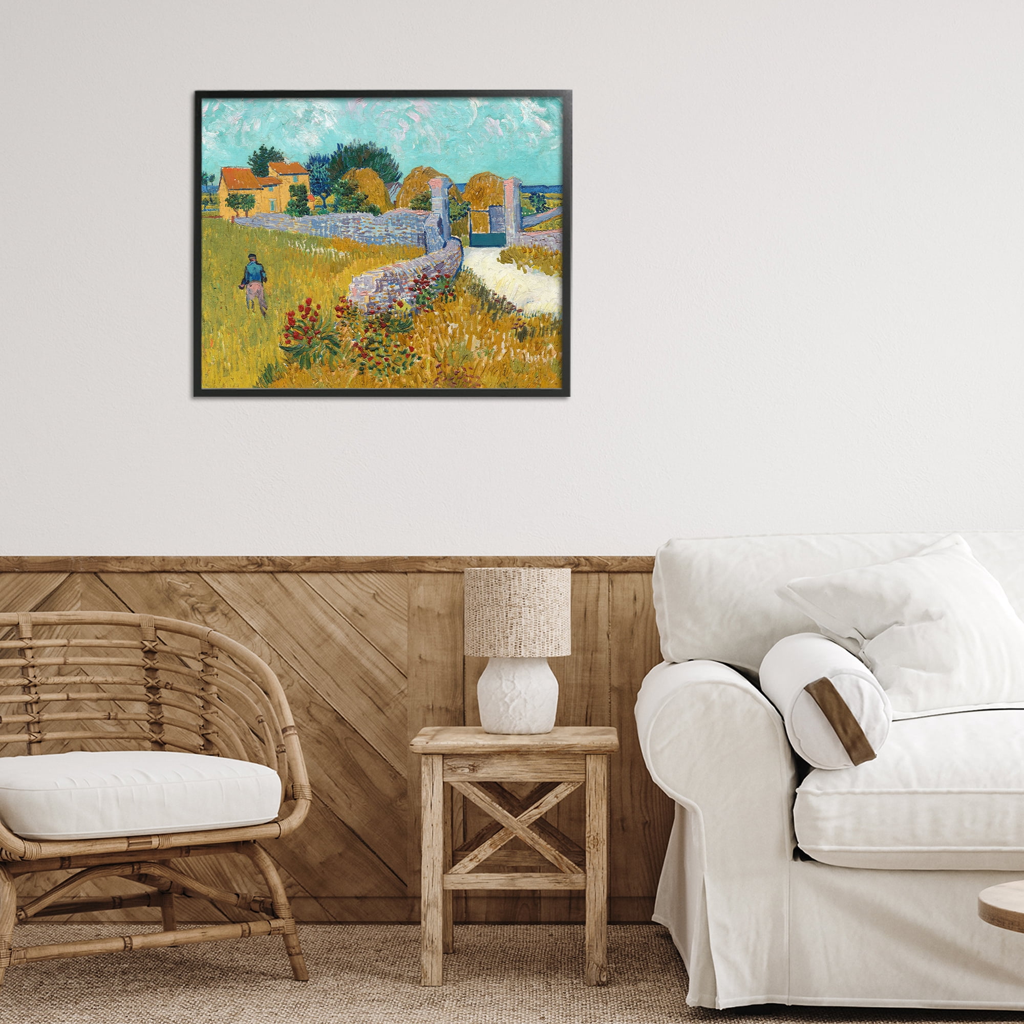 Stupell Industries Farmhouse In Provence Black Framed Giclee Art, design by Vincent Van Gogh