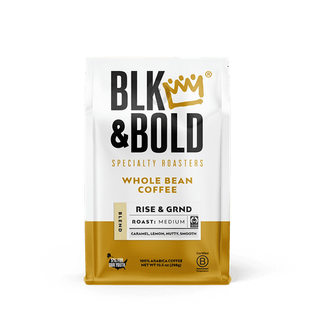 BLK & Bold Rise & GRND Blend, Medium Roast Whole Bean Coffee - 10.5 oz