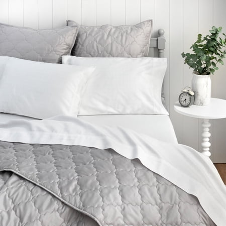 Martha Stewart Emerson 250TC 100% Egyptian Cotton, Cal-King Printed Sheet Set - Ava Speckle Grey