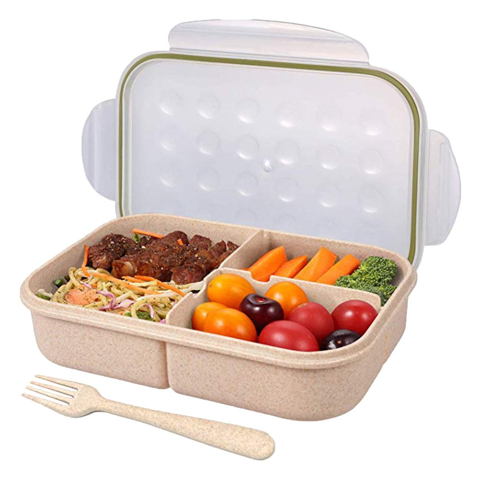 Creative Simple Wheat Straw Lunch Box With Spoon Lunch Box Creative
