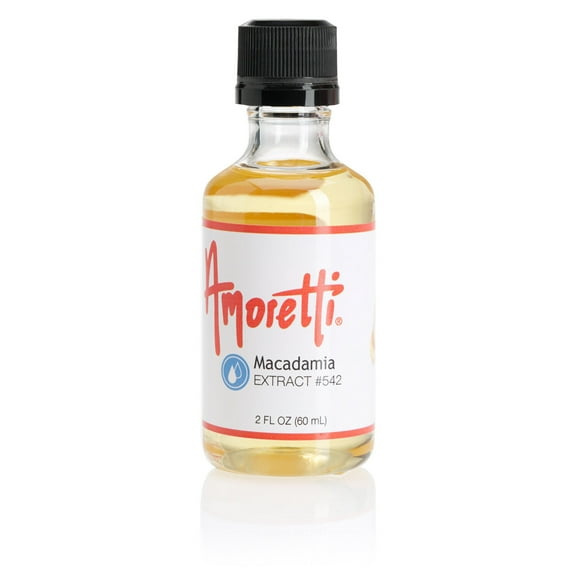 Amoretti - Natural Macadamia Extract Water Soluble 2 oz - Highly Concentrated & Perfect For Pastry, Savory, Brewing, and more, Preservative Free, Vegan, Kosher Pareve, Keto Friendly