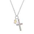 thumbnail image 2 of Delight Jewelry Two-tone Moose in Heart - Everlasting Love Engraved Cross Zoey Necklace, 28", 2 of 4