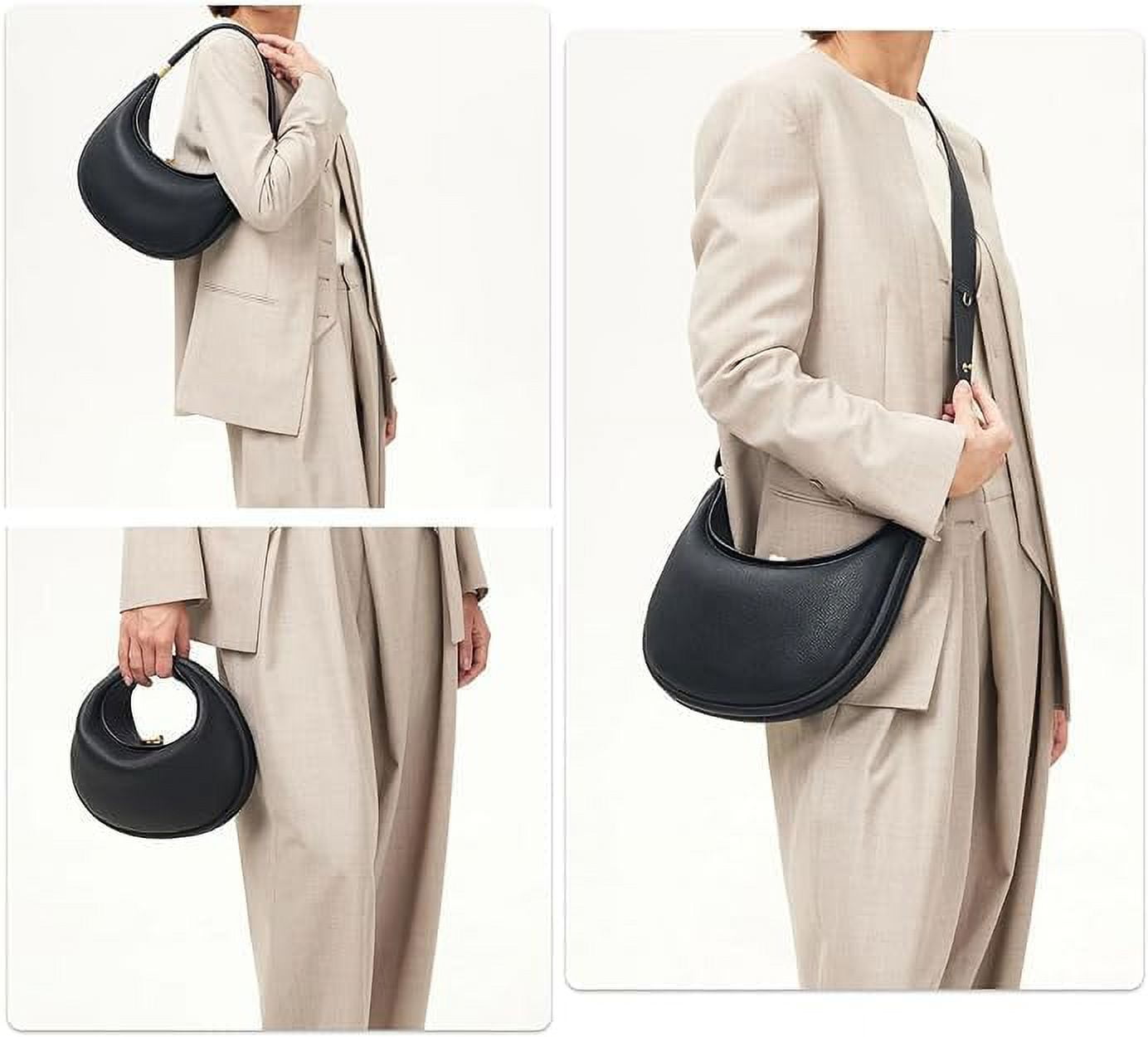 PU Leather Crescent Bag Crossbody Purses for Women Luna Bag 4 In 1 Cute Shoulder Bag Half Moon Bag Hobo Clutch Purse