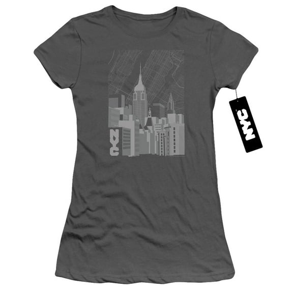 New York City Manhattan Monochrome Junior Women's T-Shirt Sheer Charcoal