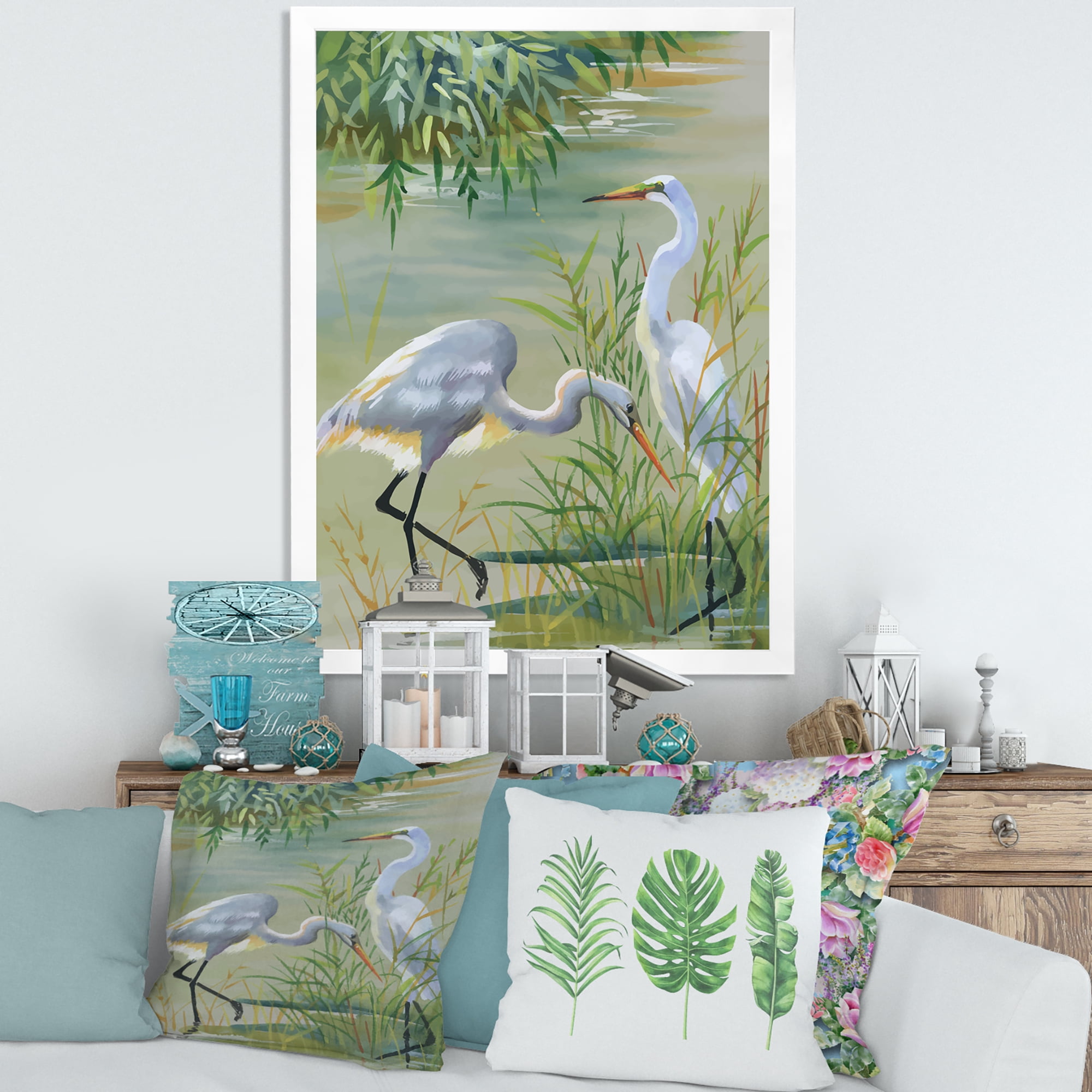Designart 'Portrait Of Heron Birds I' Traditional Framed Art Print